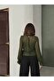 Transparent Striped Blouse with High Collar - 4