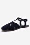 Nathalie Navy Blue Suede Genuine Leather Women's Sandals - 6