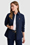 Women's Navy Blue Long Sleeve Basic Shirt 50320211-Vr033 - 3