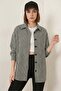 Women's Oversize Houndstooth Pattern Cotton Black and White Shirt - 4