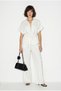 Women's Ecru Waist Detailed Short Sleeve Vest Elastic Waist Pants Cotton Linen Suit 1087 60286348 - 3