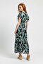 Short Sleeve Floral Double Breasted Collar Midi Dress - 5