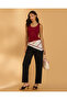 Women Red Ribbed Vest - 5