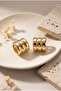 Women's Yellow Color Triple Row Curved Thick Hoop Earrings - 6