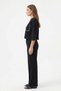 Women's Black Relax Fit Lycra Polyviscon Crop T-Shirt and Wide Leg Pants Two-Piece Set - 2
