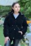 Girls' Nova Fabric Hooded Pocketed Elastic Waist Drawstring Waterproof Winter Coat Km4013 - 4