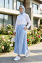 Women's Elastic Waist Strawberry Fabric Blue Skirt - 2
