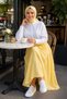 Women's Elastic Waist Strawberry Fabric Yellow Skirt - 3