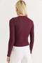 Long-Sleeved Blouse with Side Buckles and Slits in Burgundy - 6