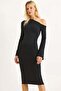 Lycra Soft Flounce Sleeve Stylish Dress Black - 3