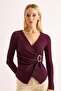 Women's Side Buckle Blouse Burgundy