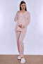 Adjustable Waist Elastic Cotton Maternity Pajama Set Effortt - Powder - 8