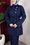 New Season Suit with Side Buttons on the Front - Navy Blue Rbz2608Y - 3