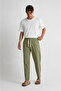 Men's Comfortable Fit Linen Trousers with Embroidery Detail and Elastic Waist E225 - 4