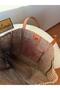 Women's Brown Bonjour Straw Tote Bag - Large Size Shoulder Bag with Tan Leather Strap - 5