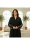 Elegant Black Beaded Floral Abaya for Women - 2