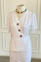 Double-Breasted Collar Floral Button Detailed Blouse with Drawstring Waist - 4