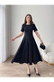 New Season Women's Short Sleeve Crew Neck Maxi Length Imported Crepe Dress - 2