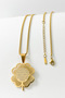 Gold Color Ayetel Kürsi & Ottoman Emblem Clover Design Thick Doc Stainless Steel Necklace - 6