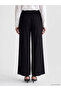 Black Elastic Waist Wide Leg Women's Trousers - 4