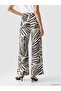 Özmarka New Season Gray Elastic Waist Zebra Patterned Women's Trousers - 3