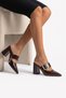 Claylr Banded Gold Buckle Detailed Pointed Toe Women's Heeled Slippers