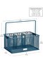 Utensil Holder, Silverware Organizer, Caddy, Cutlery Holder, Kitchen, Metal Mesh, 10"L x 7"W x 4.75"H, Turquoise - 3
