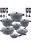 LIFE SMILE Cookware Set - Pots and Pans set Granite Non Stick Coating 100% PFOA FREE, Induction Base Cooking Set with Removable Silicone Handles - Oven Safe (Blue, 29 Pieces)