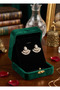 Brass Gold Color Zircon Stone Fan Model Earrings - 4