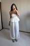White Parachute Fabric Strapless Top and Bottom Set