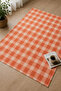 Şanel Orange Fabric Checkered Tablecloth, Table Cover, Picnic Cover, Multi-Purpose Cover 150X150Cm - 3