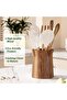 Utensil Organizer for Kitchen Countertop – Large Capacity 7.2" Holder with Acacia Wood Base, Elegant Matte Black Finish - 2