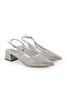 Stoned Tulle Heeled Shoes Pointed Toe Short Thick Heel Slingback Stylish Evening Dress Jurdan Sole L085.K1103 - 3