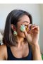 Gold Green Stone Asymmetrical Anti-Allergic Anti-Tarnish Earrings - 4