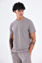 Waffle Textured Embroidery Logo Detailed Oversize Men's T-Shirt - 5