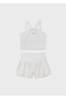 Girl's White Shorts Skirt Set with Floral Detail on the Front - 2