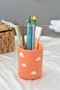 Cloudy Pastel Orange Round Pen Holder & Makeup Brush Holder & Desktop Organizer (Round)