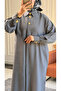 6523 - Comfortable and Stylish Buttoned Pocketed Soft Modal Fabric Long Shirt Collar Women's Cap - 6