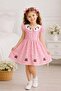 Girl's Cherry Patterned Gingham Summer Dress Red 3-7 Years