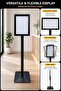 Black Info Board Display Heavy Duty Stand, A4 Size, 32mm Frame, Snap Open, Portrait or Landscape View, Black Rectangle Base - 2