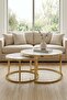 Ceramic Nesting Coffee Table Set with Metal Frame Modern Design