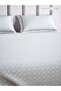 100% Cotton Queen Flat Bedsheet with 2 Pillow covers - 300Tc Urban Grid - White - 3