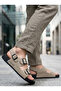 Men's Double Buckle Ultra Light Daily Slippers Non-Slip Sole Summer Beige Sandals 260002 - 3