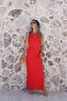 Red Corded Sleeveless Long Dress