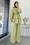Premium Layered Tulle Modal Pants Set with Gathered Detail - Green - 6