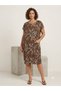 Women's Brown Leopard Print Round Neck Dress - 4
