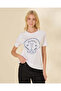 Women's White Graphic Print T-Shirt