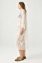 Front-Tie Long Beach Dress with Embroidery Detail Beige - 5
