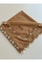 Handcrafted Needlepoint Embroidery Writing in Milk Coffee Color 100X100 cm Plain Yemeni