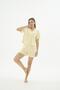 Women's Short Sleeve Front Buttoned Shorts Yellow Pajama Set Relaxed Cut C6T6N471